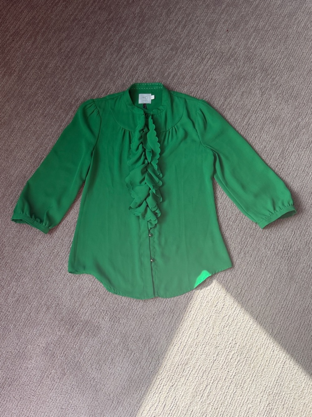 HD in Paris Green Ruffle Front Blouse